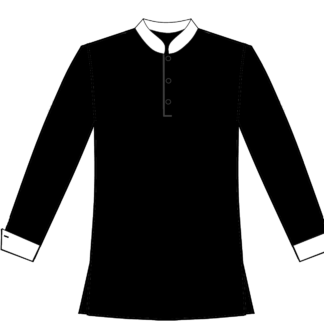 105-Solid No Yoke with White Cuff and Collar - Black