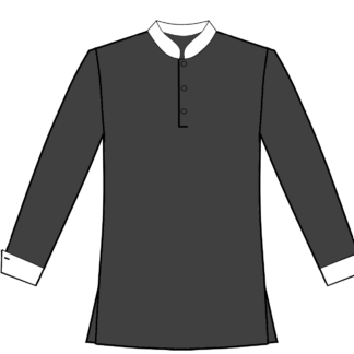 105-Solid No Yoke with White Cuff and Collar - Gray
