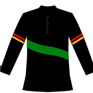 118-Pullover with Contrast Center Wave with Stripes - BLACK AND GREEN