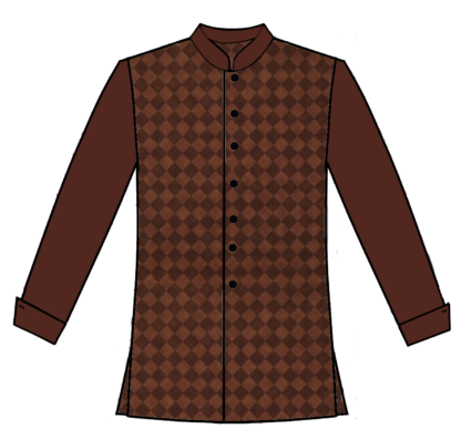 205-Print Button Front with Contrast Sleeves