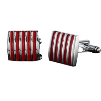 1-Cuff Links - Silver and Red Cuff Links