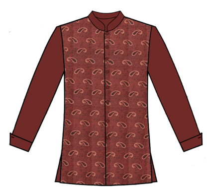 205-Print Button Front with Contrast Sleeves - Image 2