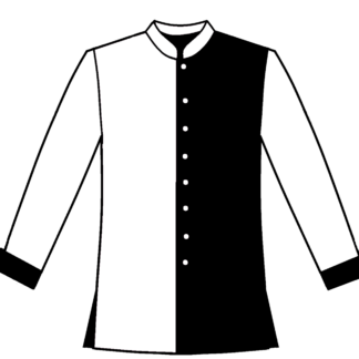 White and black Button front wth white sleeves