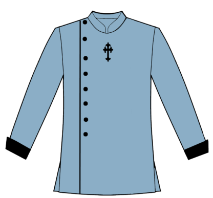 Light Blue asymm with black cuffs and cross