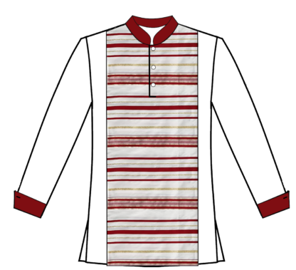 White prayer shawl button frt red
