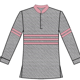 132-Gray with White Dots-Pink Collar and Stripes