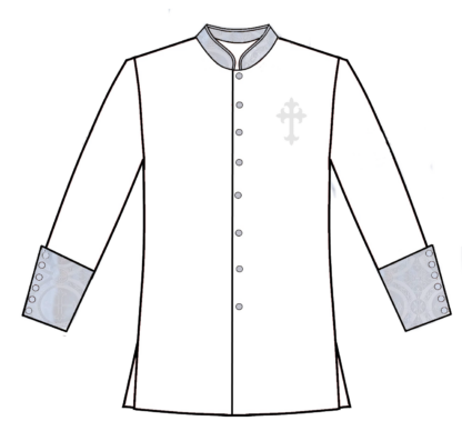 220-Solid Button Front with Brocade and Gold Piping Trim - Image 3