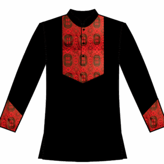 159- Solid with Brocade Print Yoke and Cuff