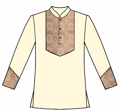 159- Solid with Brocade Print Yoke and Cuff - Image 4