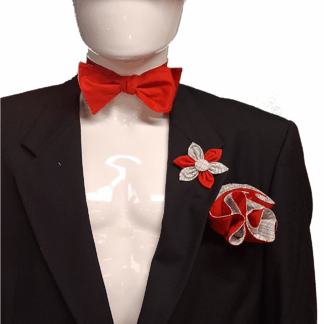 Circle, bowtie n pin red and crosshatch